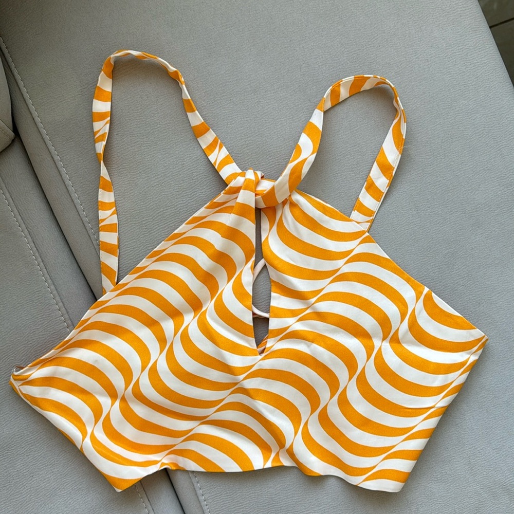 Zara Orange Psychedelic Crop Top New with Tags size small